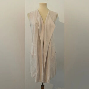 Barefoot Dreams CozyChic Ultra Lite Sleeveless Shawl Vest Relaxed Lagenlook Sml